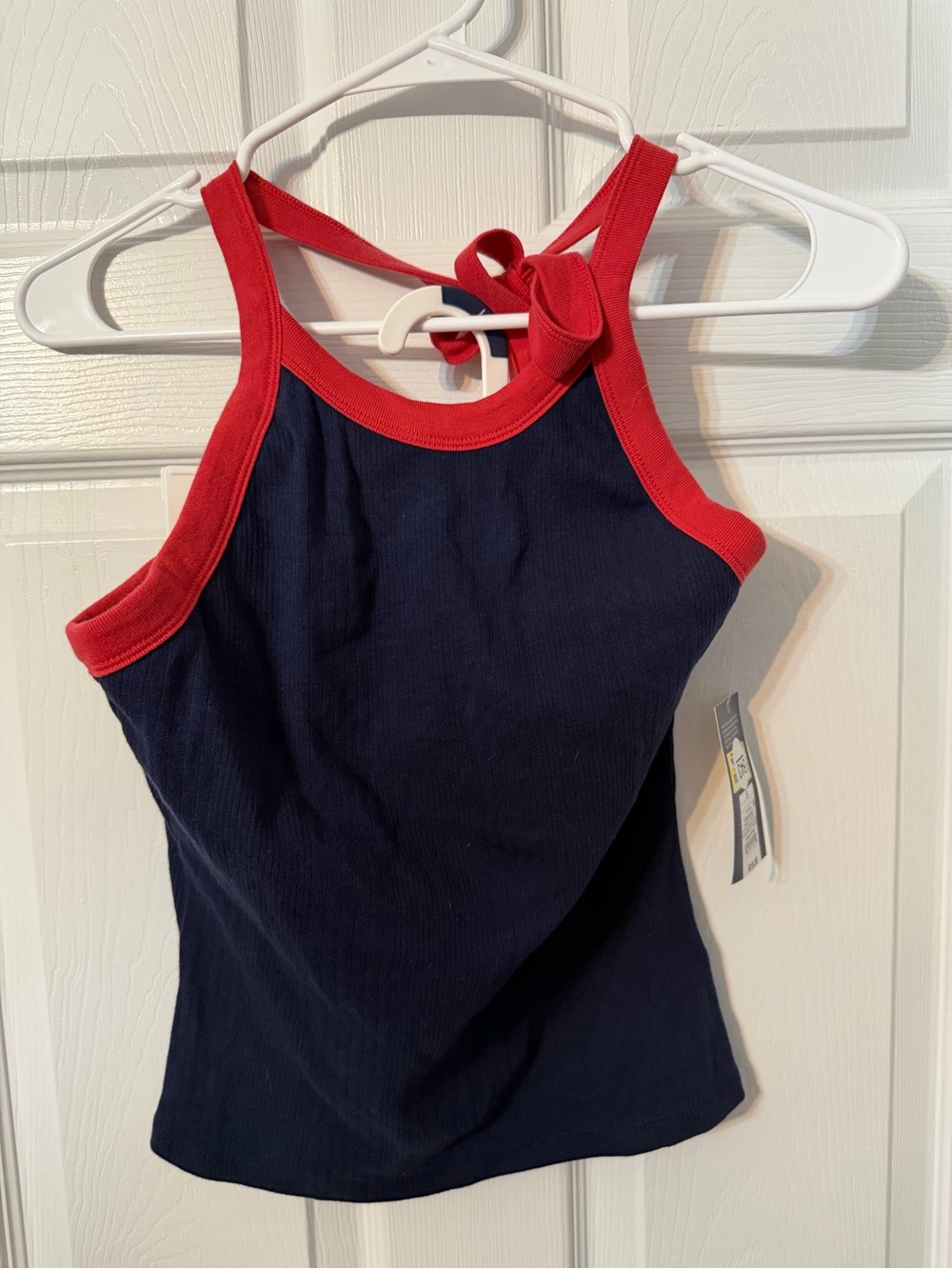 Universal Thread Navy Halter Top with Red Trim